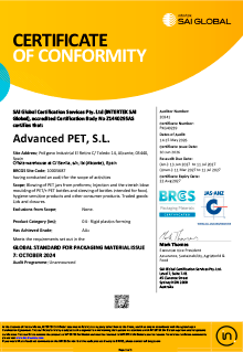 Certificado BRC<br>Advanced PET